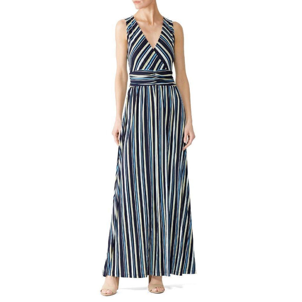 Leota Athena Striped Sleeveless Maxi Dress